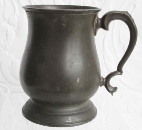 Antique English Georgian Pewter Pint Mug