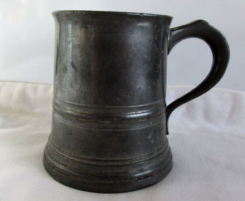 Antique English Victorian Pewter Half Pint Mug