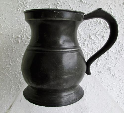 Antique English Georgian Pewter Pint Baluster Measure