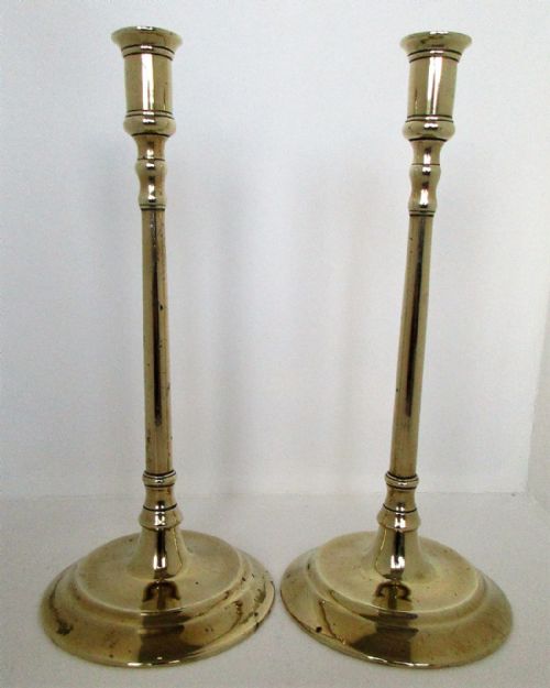 Pair of Antique English Georgian Brass Candlesticks