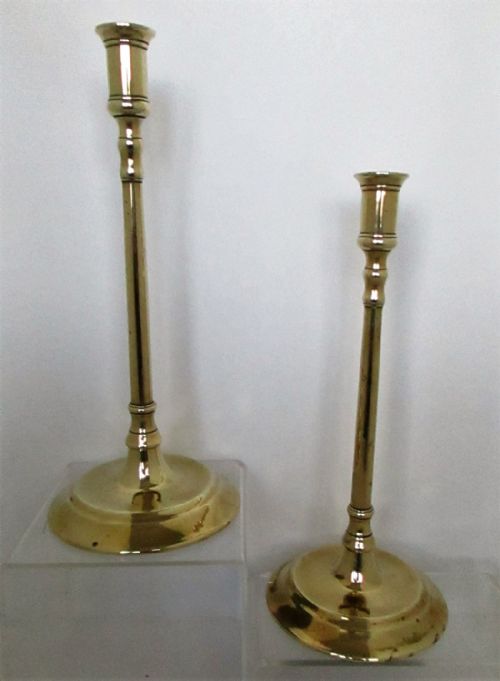 fig 1. Pair of Antique English Georgian Brass Candlesticks