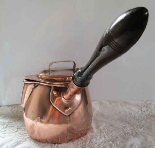 Antique English Georgian Copper Brandy Warming Pan and Cover