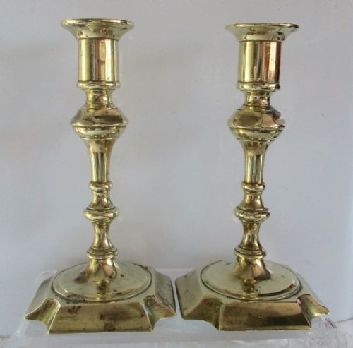 fig 1. Pair of Antique English Georgian Brass Candlesticks
