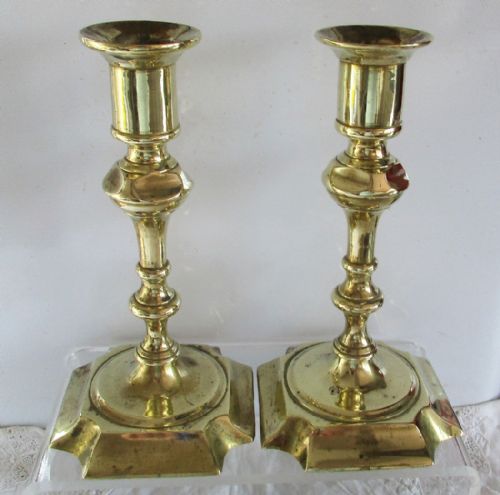 fig 2. Pair of Antique English Georgian Brass Candlesticks