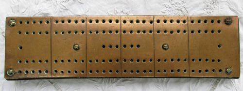 Antique English Victorian Brass Cribbage Board
