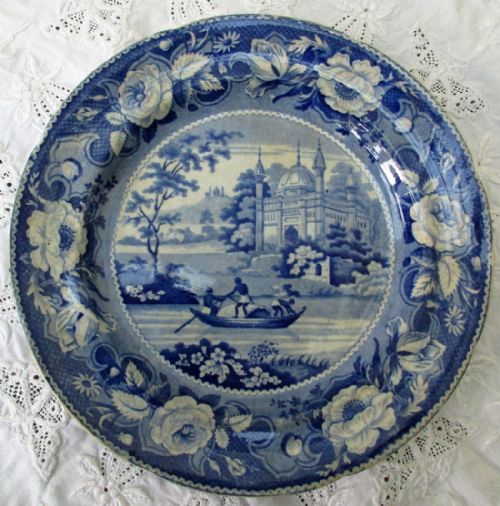 fig 1. Set of Six Antique English Georgian Davenport Blue and White Transfer