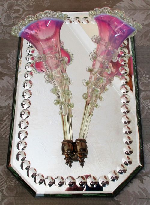 fig 1. Antique English Victorian Wall Mirror with Flutes