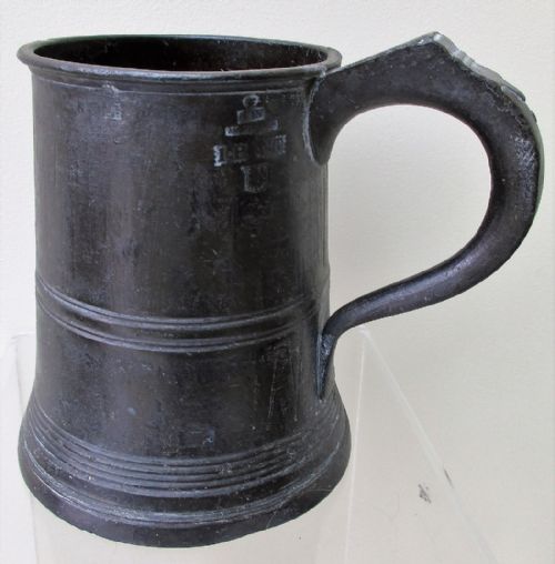 Antique English Georgian Pewter Pint Mug ~ Villers & Wilkes ~ Birmingham ~ Cotterell O.p. 4876