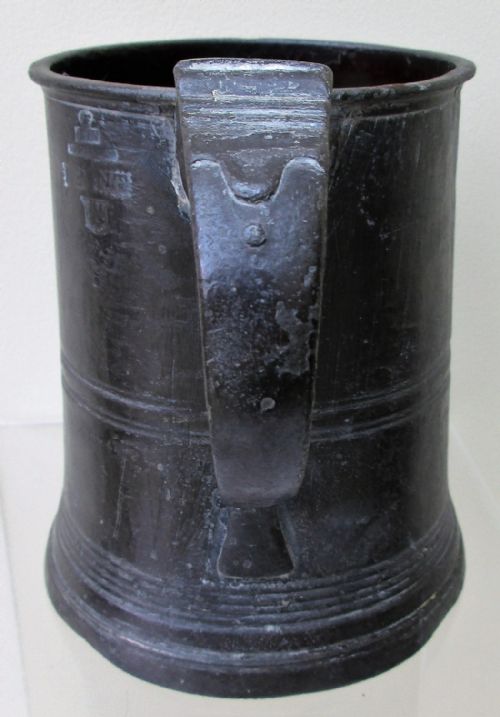 fig 1. Antique English Georgian Pewter Pint Mug ~ Villers & Wilkes ~ Birmingham ~ Cotterell O.P. 4876