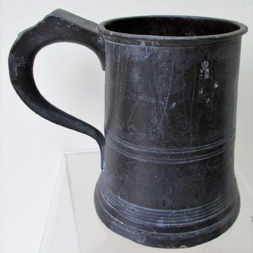 fig 2. Antique English Georgian Pewter Pint Mug ~ Villers & Wilkes ~ Birmingham ~ Cotterell O.P. 4876