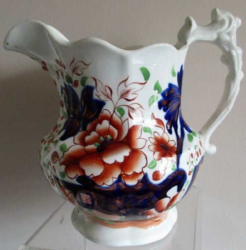 Antique Victorian Gaudy Welsh "Barmouth" Pattern Pottery Jug