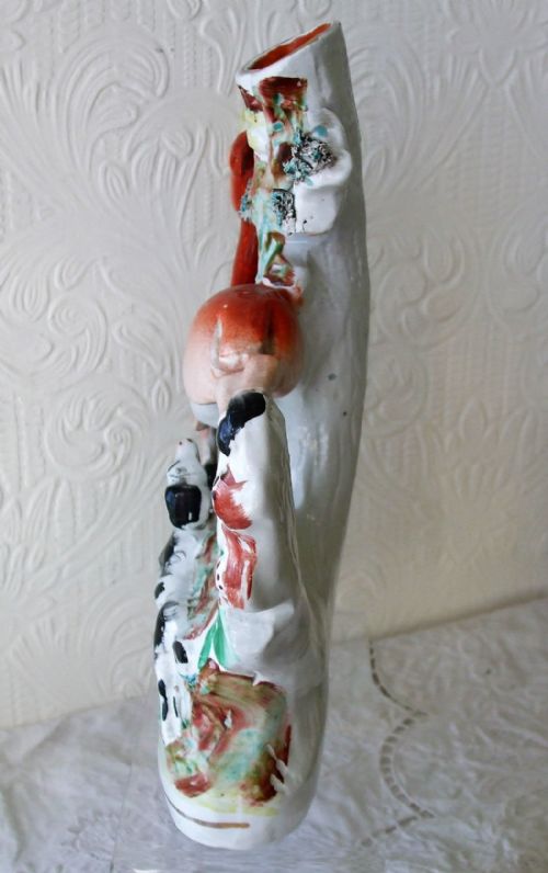 fig 1. Antique English Victorian Staffordshire Pottery Spill Vase ~