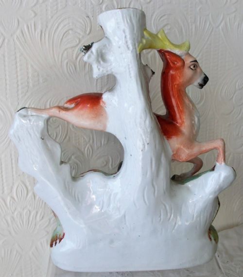 fig 2. Antique English Victorian Staffordshire Pottery Spill Vase ~
