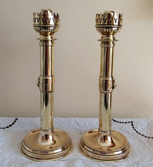 Pair of Antique French Metamorphic Brass Candlesticks