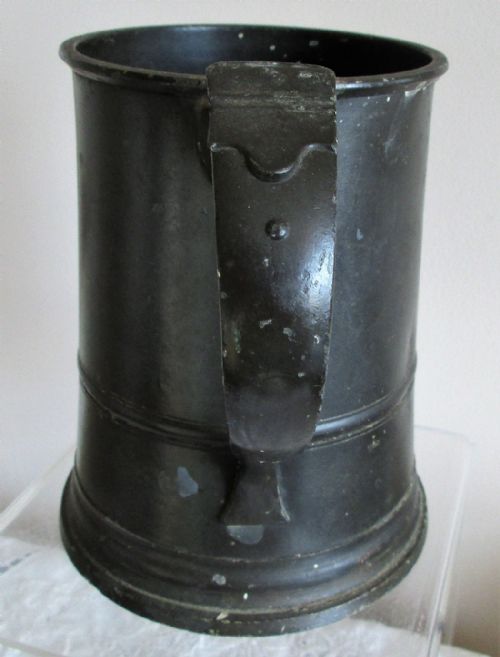 fig 1. Antique English Victorian Pewter Quart Mug ~ Gaskell & Chambers ~ Cotterell O.P. 1821