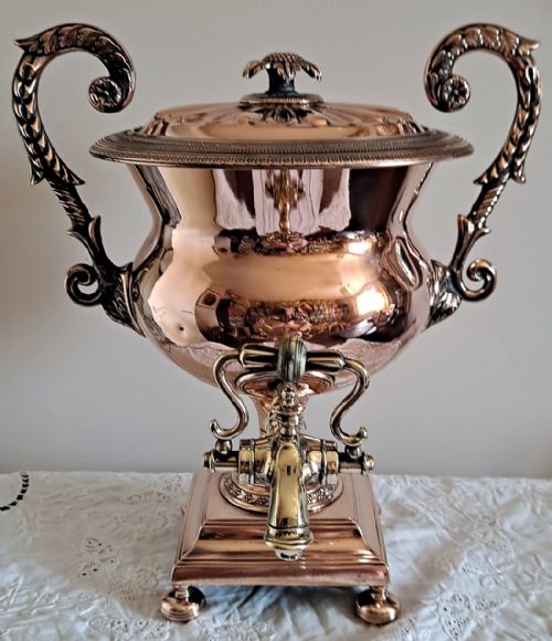 Antique English Late Regency Copper Tea Urn / Samovar