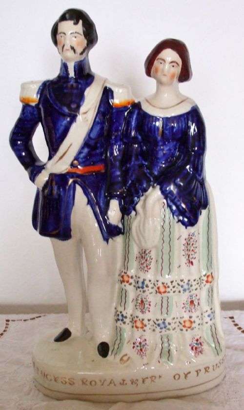 Antique English Victorian Staffordshire Pottery Royal Portrait Figure ~ Princess Royal and Prince Frederick William of Prussia ~ Pugh. Fig. 217 ~ H 658