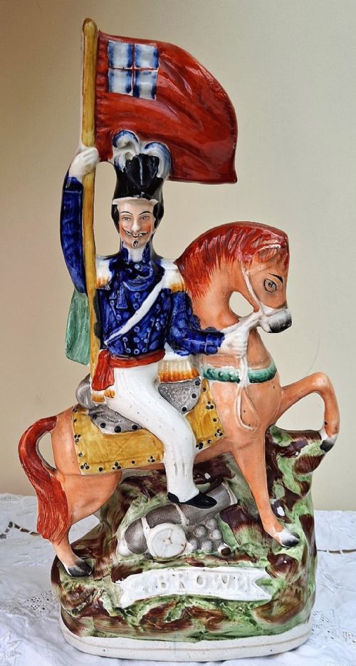 Antique English Victorian Staffordshire Pottery Portrait Figure ~ General Sir George Brown P C149 ~ H 51 P