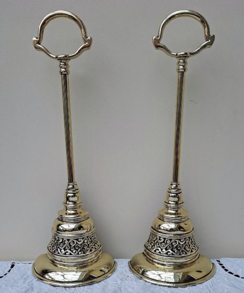 Pair of Antique English Victorian Brass Door Porters / Doorstops ~ William Tonks and Sons