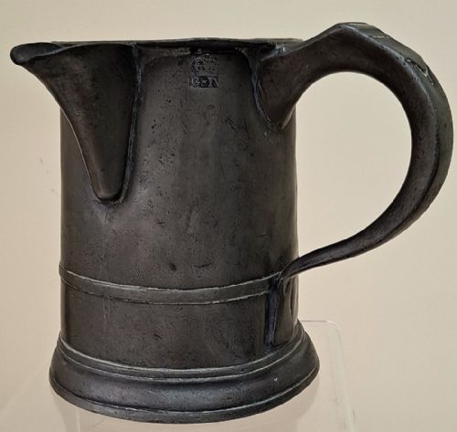 Antique English Georgian Pewter Quart Tavern Jug