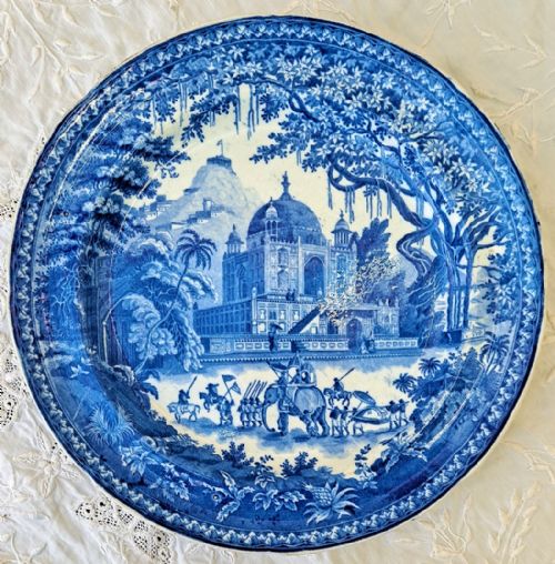 Antique English Georgian Blue & White Transfer Plate ~ "Mausoleum of Sultan Purveiz" ~ William Walsh