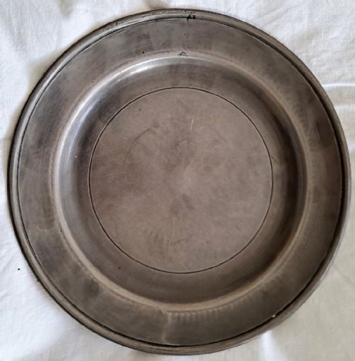 fig 1. Set of 4 Antique English Georgian Pewter Plates