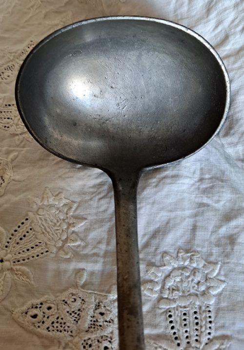 fig 2. Antique English Victorian Pewter Basting Ladle ~ John Yates
