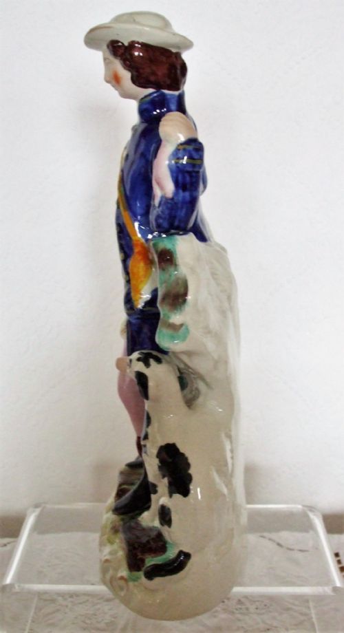 fig 1. Antique English Victorian Staffordshire Pottery Figure of a Hunter