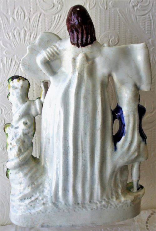 ANTIQUE ENGLISH VICTORIAN STAFFORDSHIRE POTTERY SPILL VASE FIGURE GROUP BAND OF HOPE - ADDITIONAL PHOTO 2