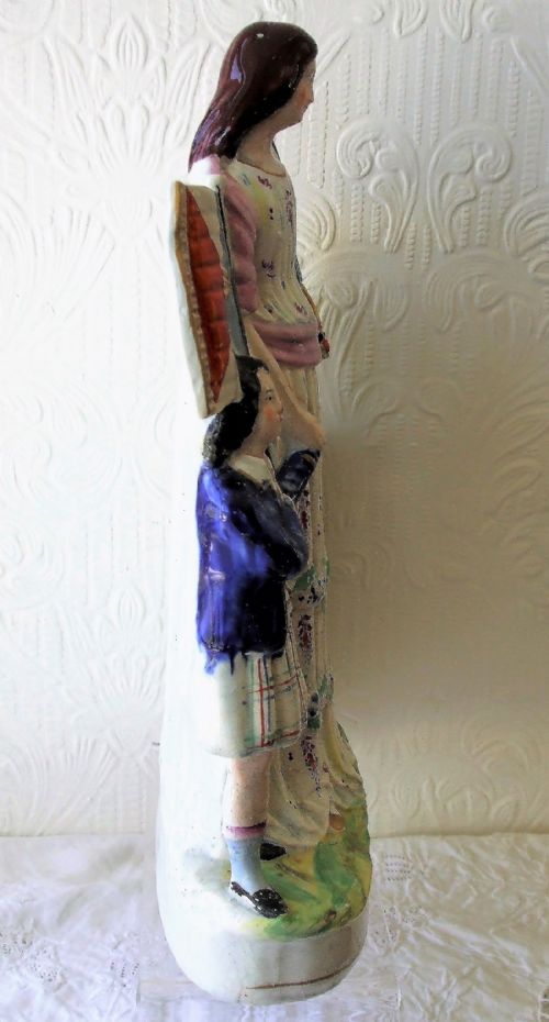 ANTIQUE ENGLISH VICTORIAN STAFFORDSHIRE POTTERY SPILL VASE FIGURE GROUP BAND OF HOPE - ADDITIONAL PHOTO 3