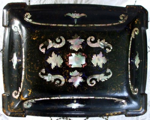 ANTIQUE ENGLISH VICTORIAN PAPIERMCH LADIES JEWELLERY CASKET - ADDITIONAL PHOTO 2
