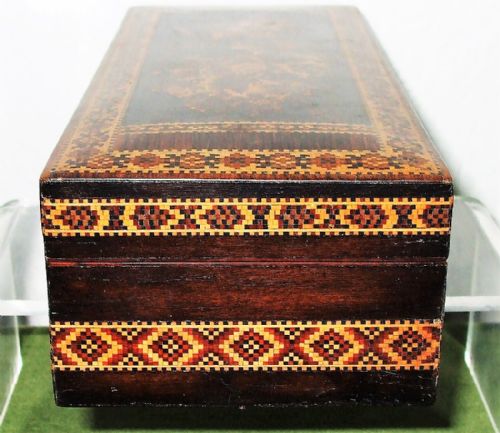 ANTIQUE ENGLISH VICTORIAN TUNBRIDGE WARE LADIES GLOVE BOX - ADDITIONAL PHOTO 3