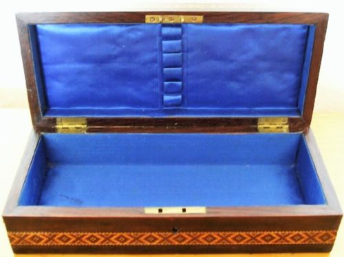 ANTIQUE ENGLISH VICTORIAN TUNBRIDGE WARE LADIES GLOVE BOX - ADDITIONAL PHOTO 4