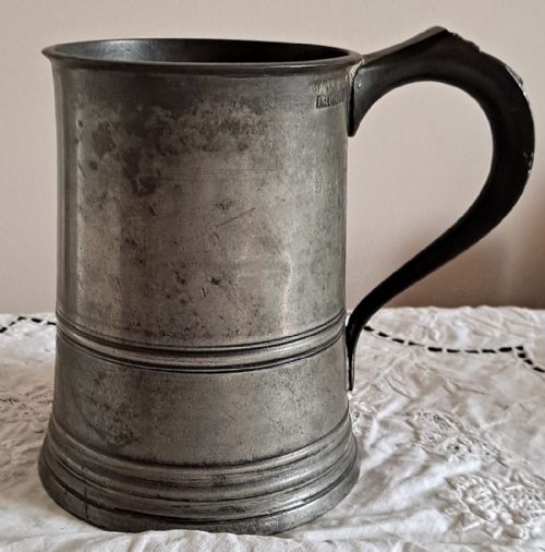 Antique English Georgian Pewter Quart Mug ~ James Yates
