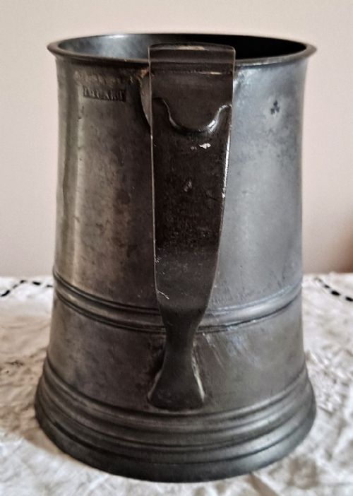 fig 1. Antique English Georgian Pewter Quart Mug ~ James Yates
