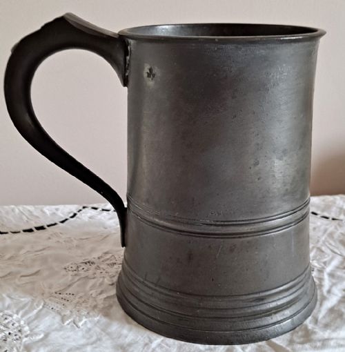 fig 2. Antique English Georgian Pewter Quart Mug ~ James Yates