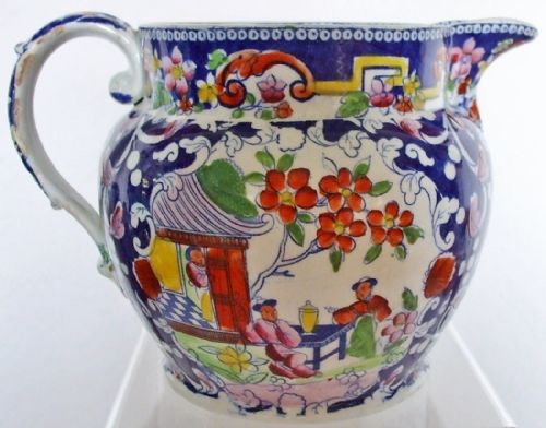 fig 2. Antique English Georgian Chinoiserie Transfer Printed Quart Jug ~ Baggerley & Ball