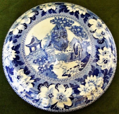 ANTIQUE ENGLISH GEORGIAN BLUE AND WHITE TRANSFER ELEPHANT PATTERN POTTERY TUREEN AND COVER JOHN ROGERS AND SON - ADDITIONAL PHOTO 1