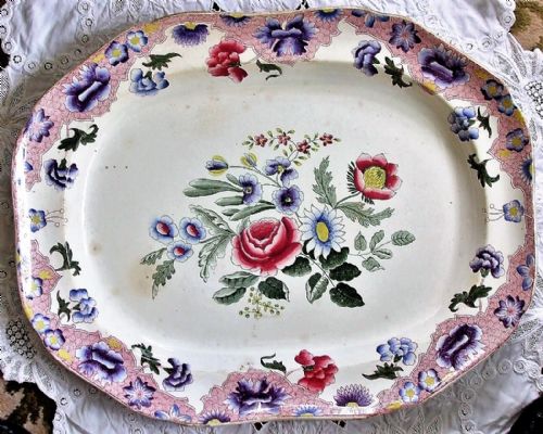Antique English Georgian Spode "New Fayence" Serving Dish / Platter