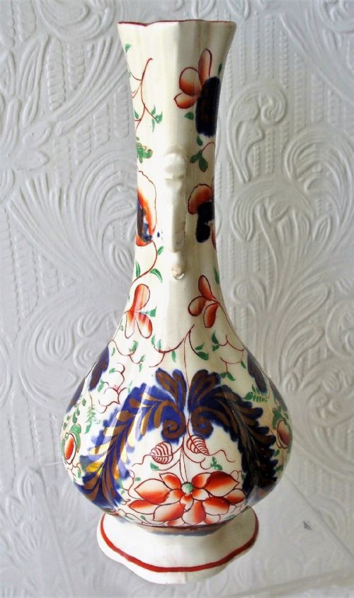 fig 1. Antique Victorian Gaudy Welsh Vase ~ Unidentified Pattern