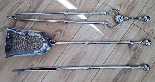 fig 2. Set of Three Antique English Victorian Steel Fire Irons