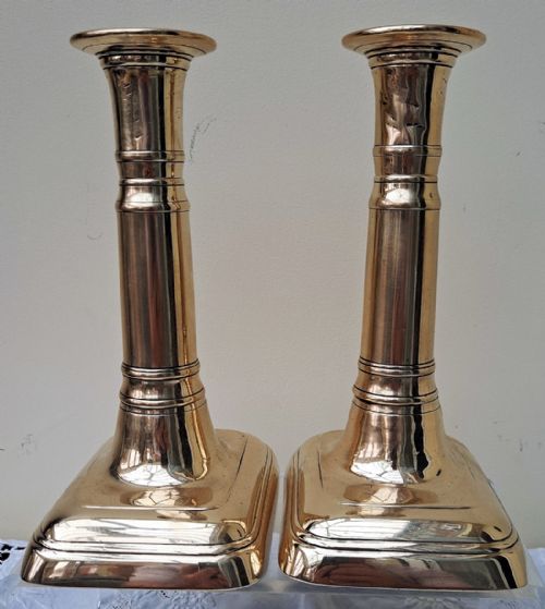 PAIR OF ANTIQUE ENGLISH GEORGIAN TELESCOPIC BRASS CANDLESTICKS - ADDITIONAL PHOTO 1