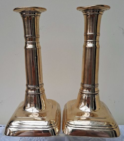 PAIR OF ANTIQUE ENGLISH GEORGIAN TELESCOPIC BRASS CANDLESTICKS - ADDITIONAL PHOTO 3
