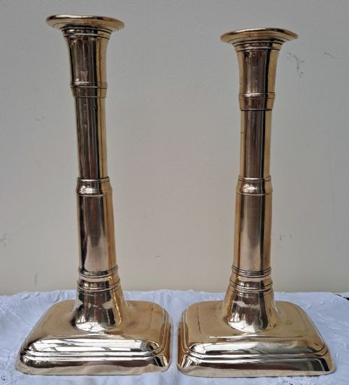 PAIR OF ANTIQUE ENGLISH GEORGIAN TELESCOPIC BRASS CANDLESTICKS - ADDITIONAL PHOTO 5