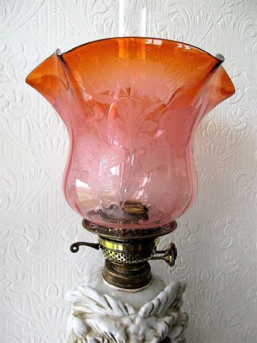 ANTIQUE GERMAN VICTORIAN SITZENDORF PORCELAIN OWL OIL LAMP - ADDITIONAL PHOTO 3