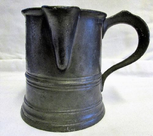 fig 1. Antique English Victorian Pewter Pint Jug ~ Elephant & Castle ~ Tunbridge Wells