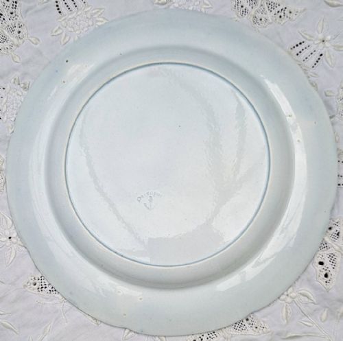 ANTIQUE ENGLISH GEORGIAN BLUE AND WHITE THE VILLAGERS PATTERN POTTERY PLATE JOHN DAVENPORT - ADDITIONAL PHOTO 1