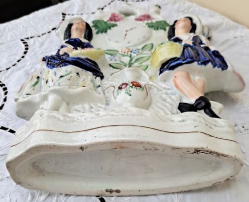 ANTIQUE ENGLISH VICTORIAN STAFFORDSHIRE POTTERY CLOCK FIGURE - ADDITIONAL PHOTO 4