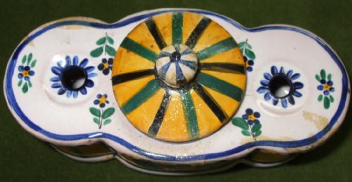 VINTAGE ALADIN FRENCH FAIENCE ENCRIER INKWELL - ADDITIONAL PHOTO 1
