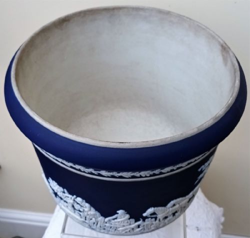 ANTIQUE ENGLISH VICTORIAN BLUE JASPERWARE JARDINIERE WILLIAM ADAMS SONS - ADDITIONAL PHOTO 3